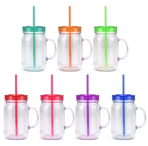 20oz Mason with Handle Snow Globe Tumbler