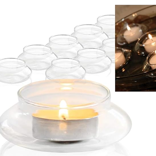 Clear Glass Floating Tealight Holders - Pack of 4