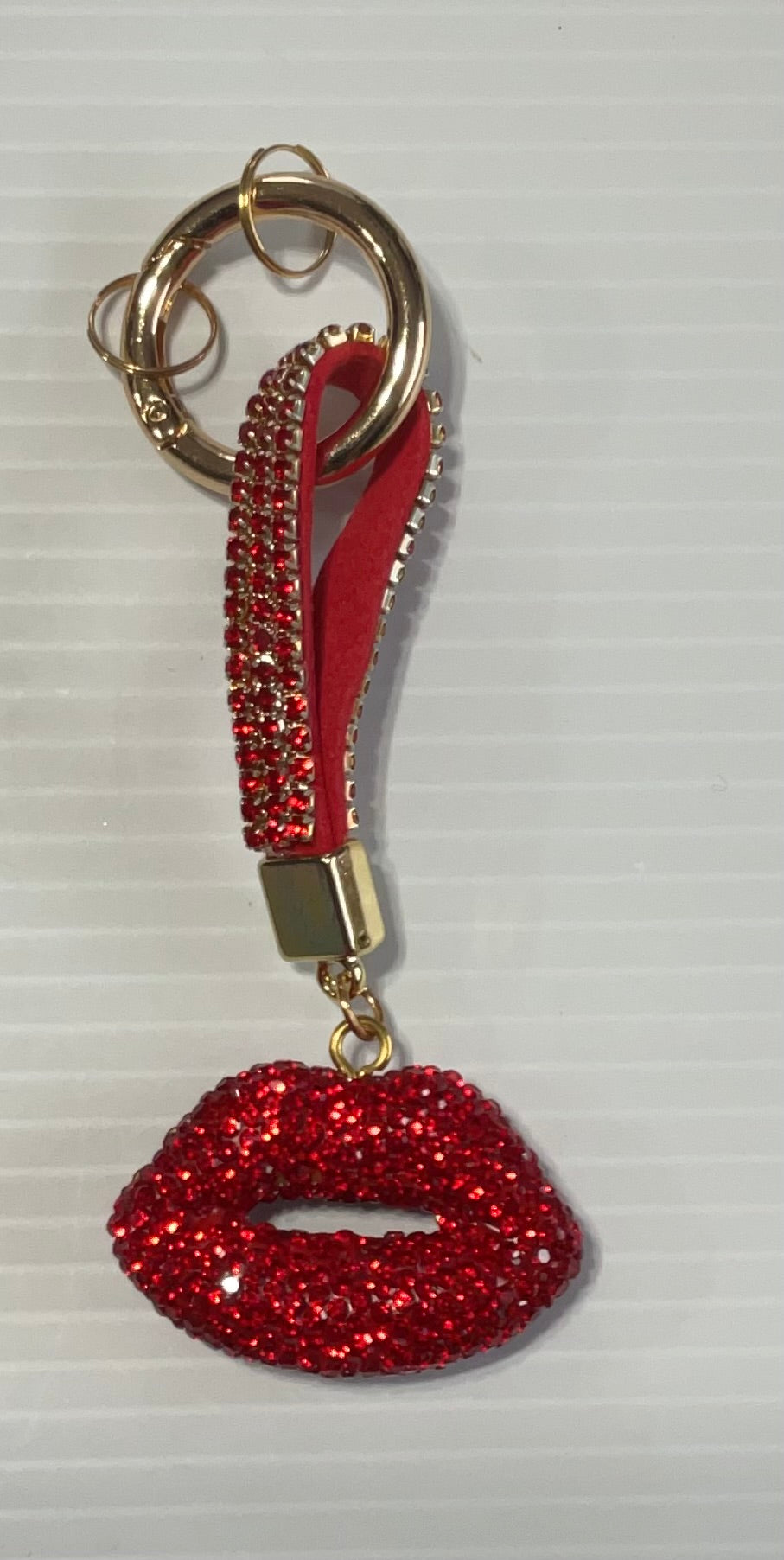 Red Lips Rhinestone Keychain
