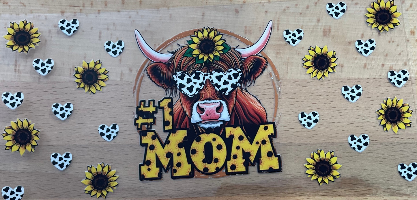 #1 MOM Cow - UV DTF Tumbler Wrap