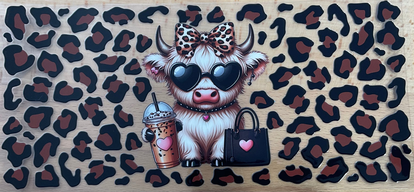 Boujee Cow Leopard Print - UV DTF Tumbler Wrap