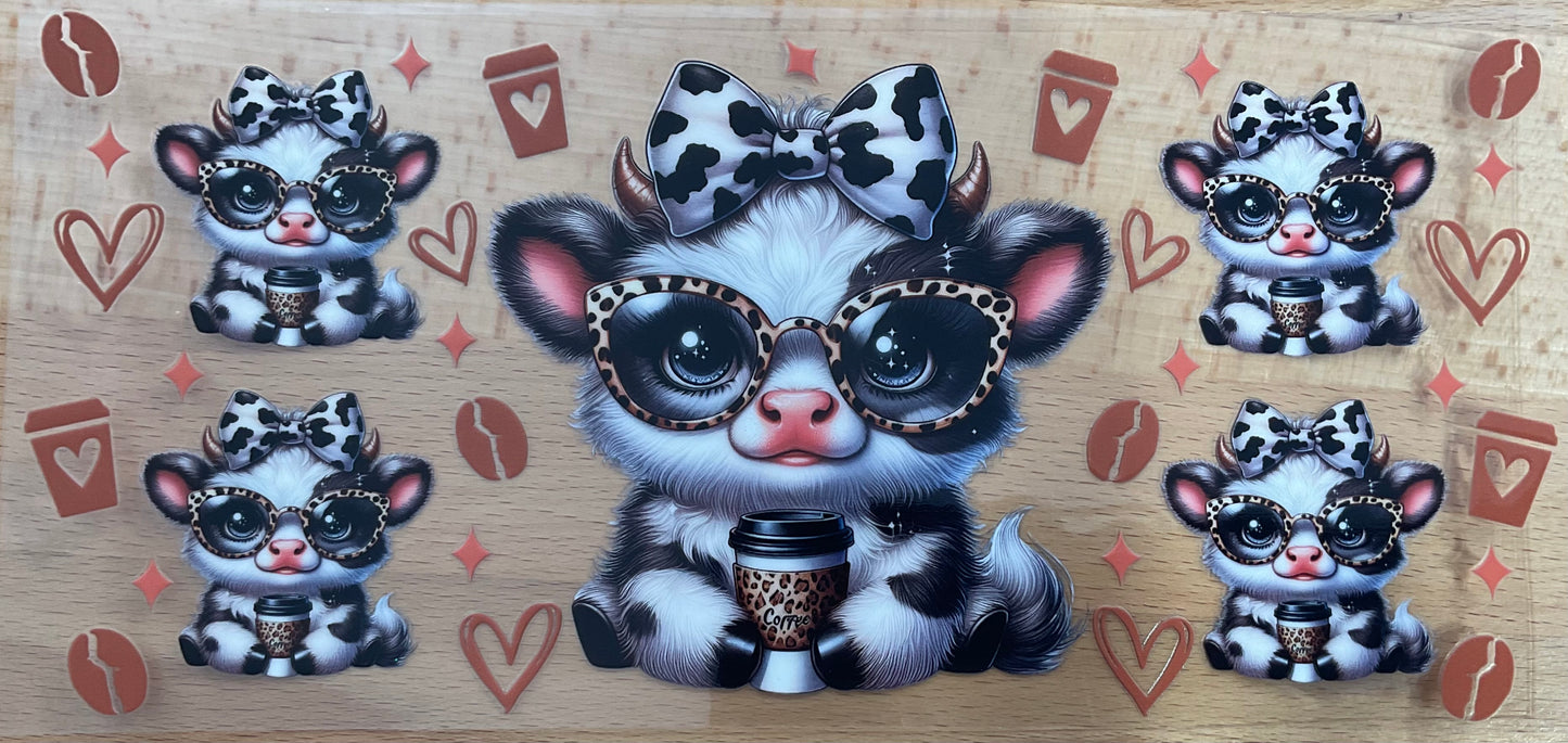 Cow with Cow Print Bow - UV DTF Tumbler Wrap