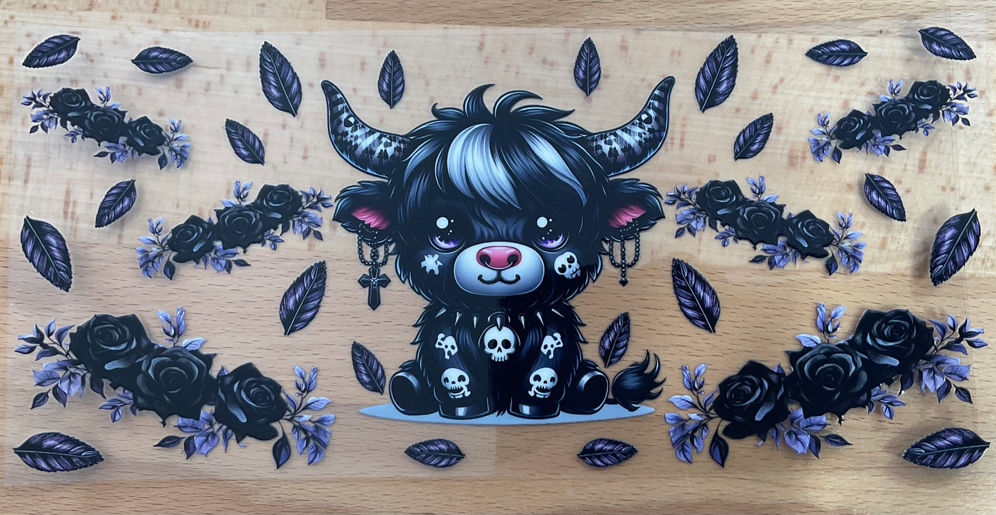 Goth Cow Cross Earring - UV DTF Tumbler Wrap