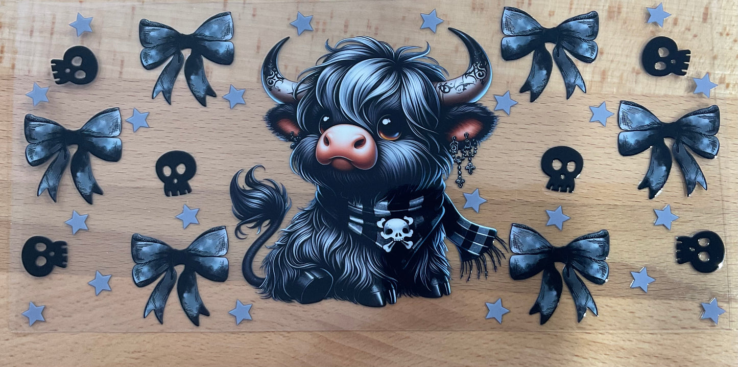 Black Goth Cow - UV DTF Tumbler Wrap