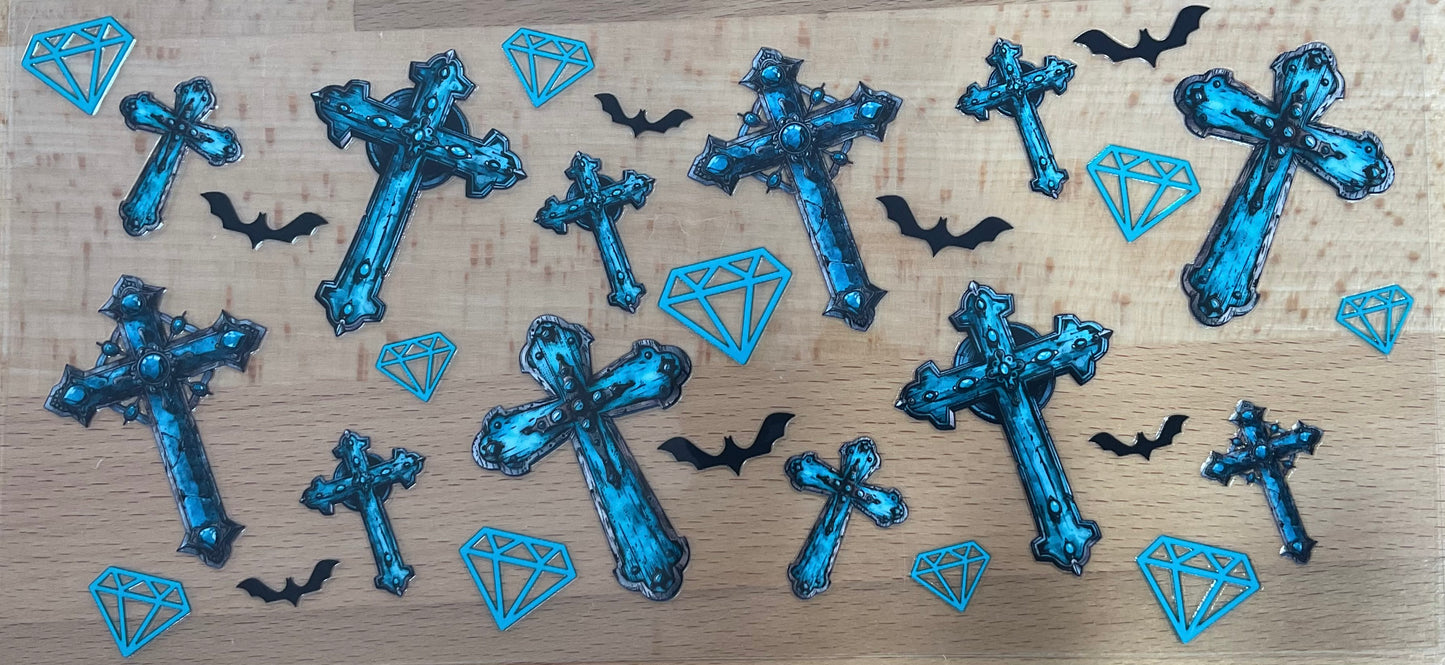 Blue Crosses - UV DTF Tumbler Wrap