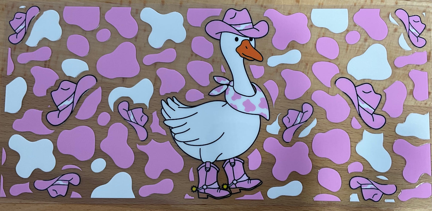 Pink Goose Cow Print - UV DTF Tumbler Wrap