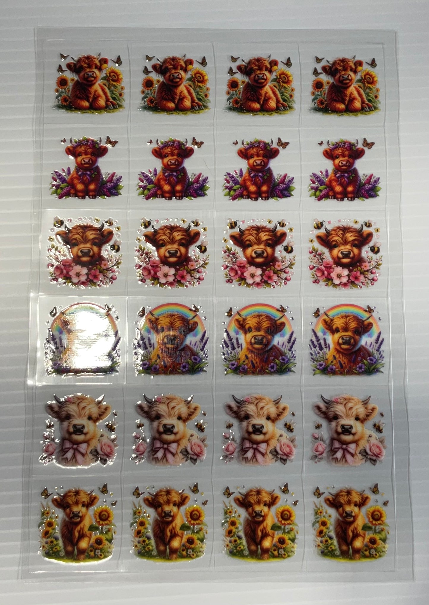Highland Cows Flowers - UV DTF Kiss Cut