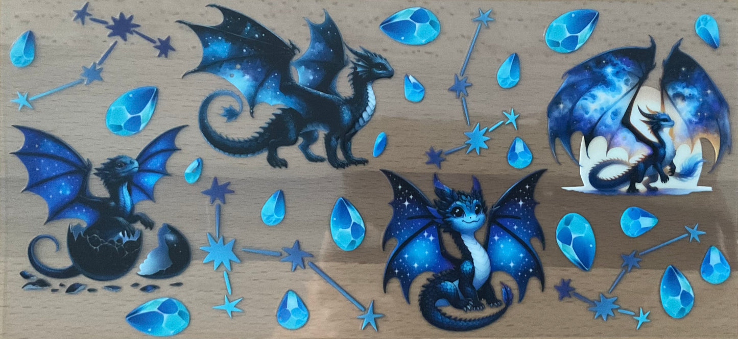Blue Dragons Gems - UV DTF Tumbler Wrap