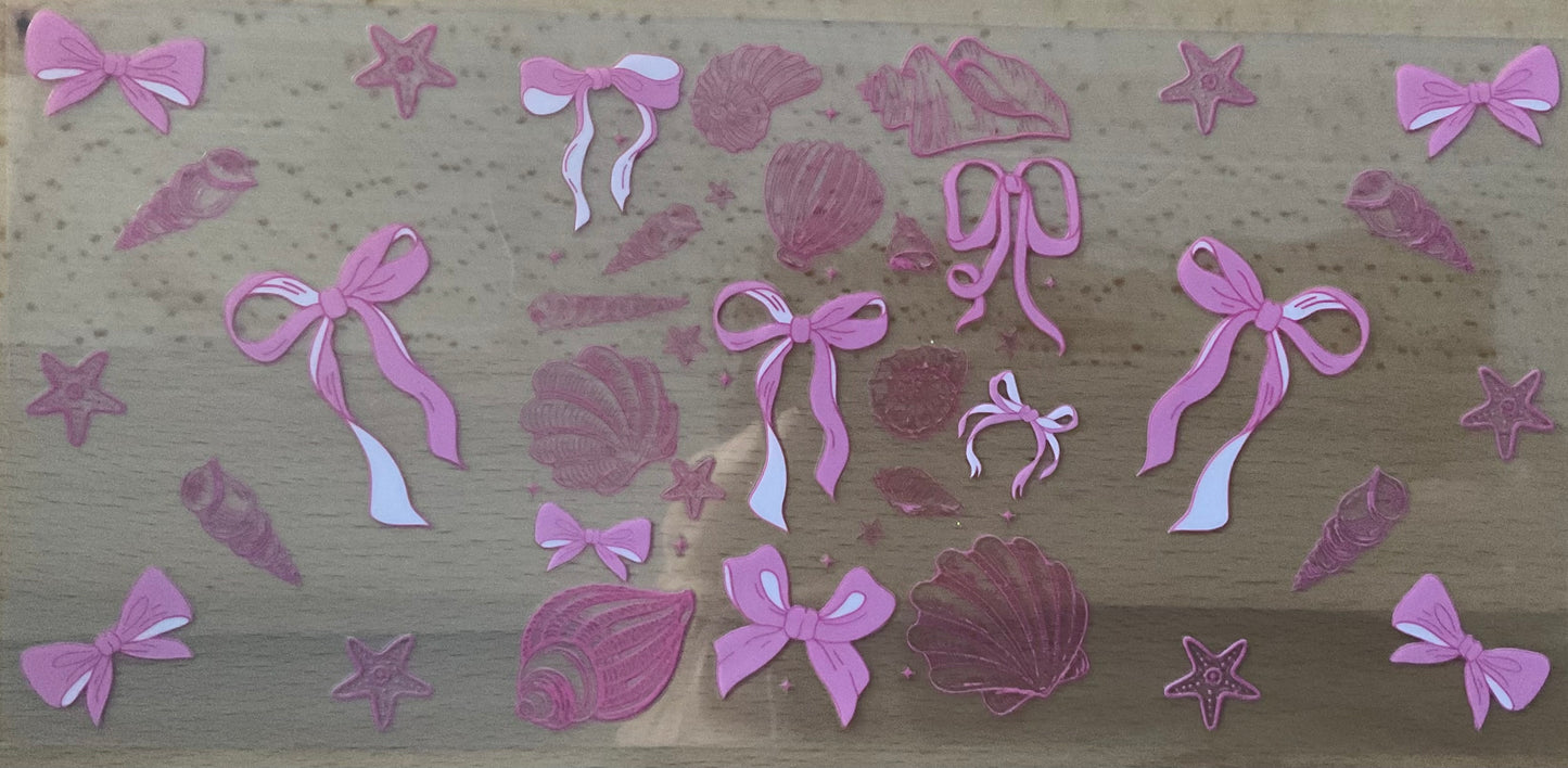 Pink Shells and Bows - UV DTF Tumbler Wrap