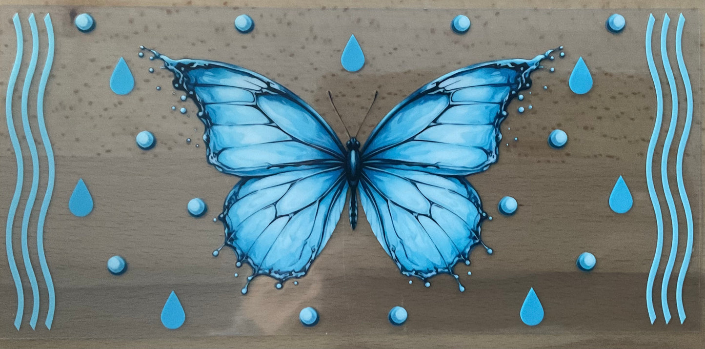 Blue Butterfly - UV DTF Tumbler Wrap