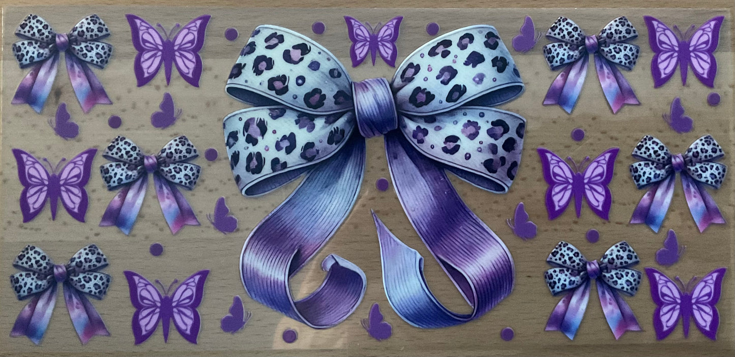 Purple Leopard Bow - UV DTF Tumbler Wrap
