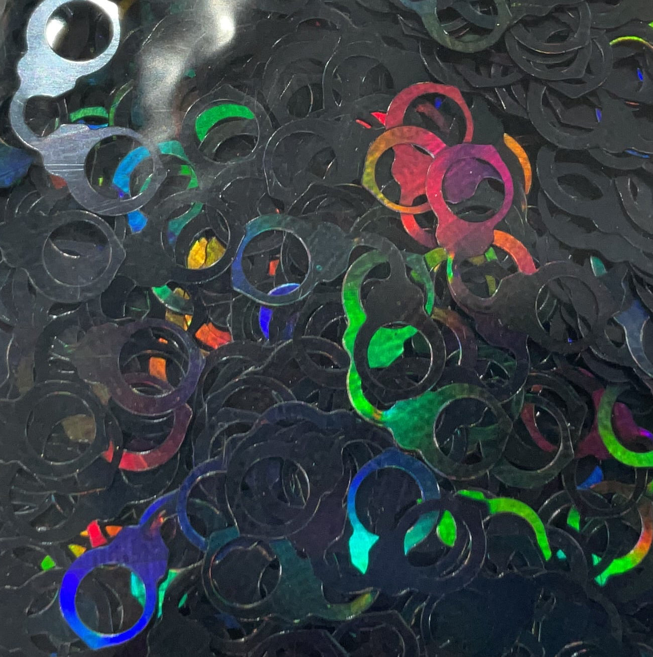 Black Holographic Handcuffs - Glitter Shapes