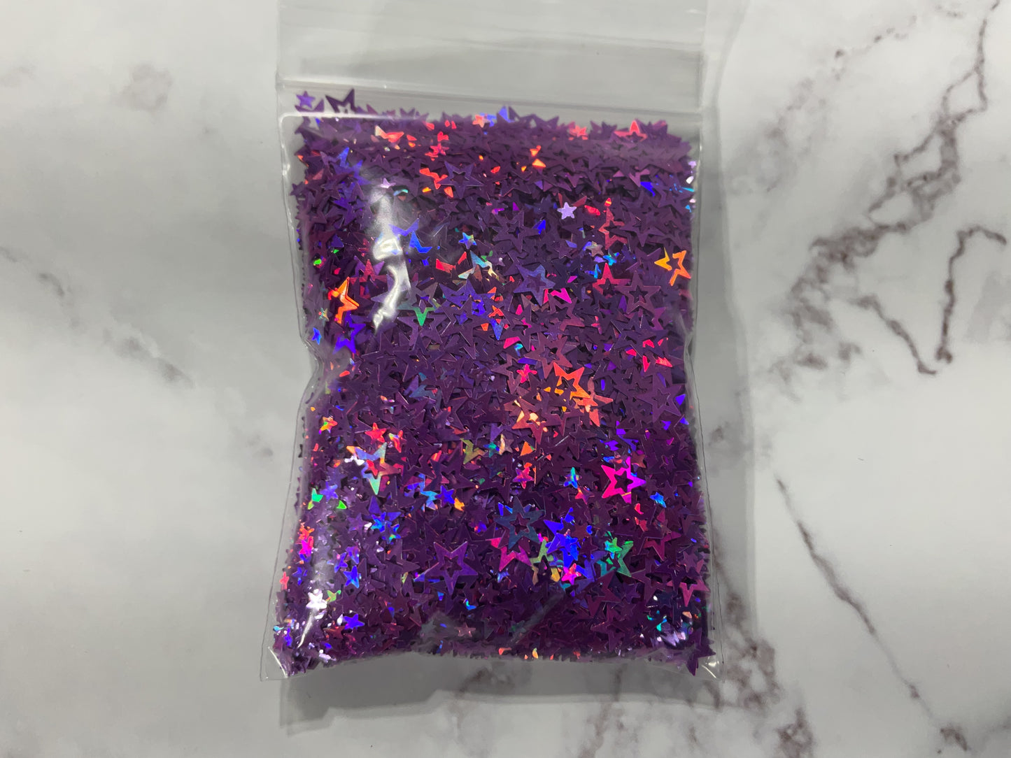 Purple Holographic Cut Out Stars - Glitter Shapes