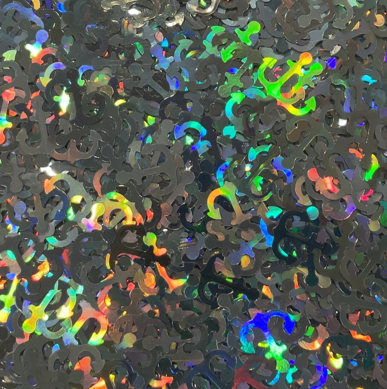 Silver Holographic Anchors - Glitter Shapes