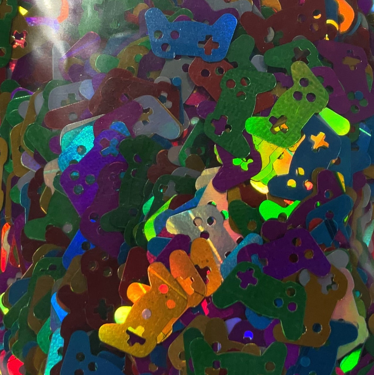 Holographic Multi-color Game Controllers - Glitter Shapes