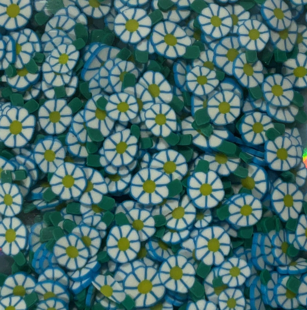 Blue White Yellow Flowers - Clay Shapes