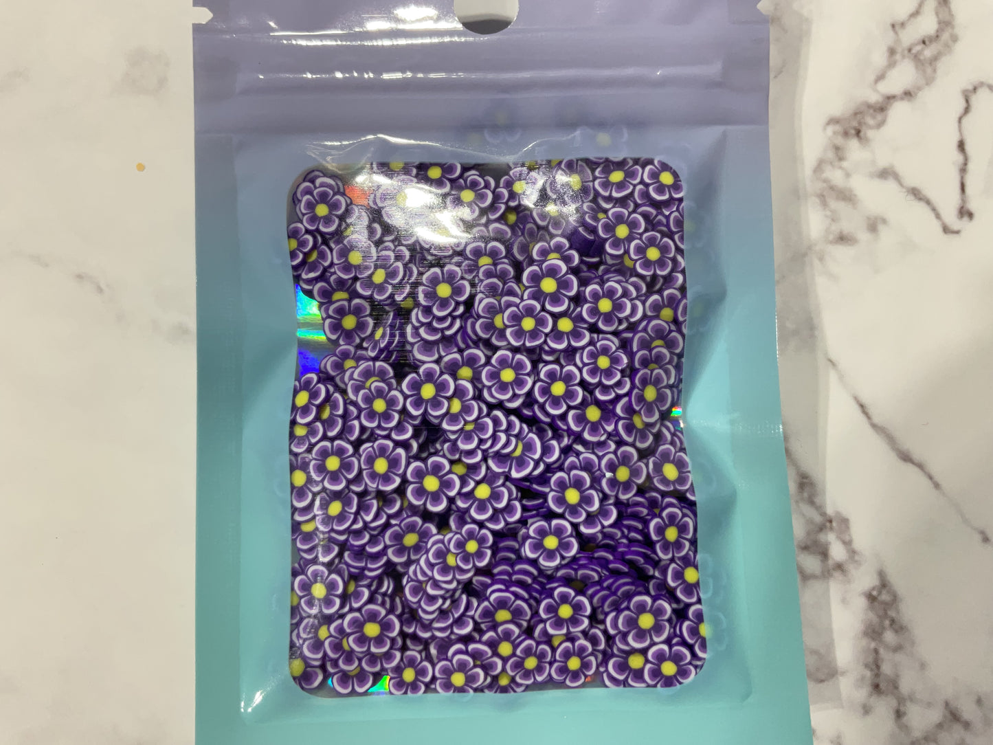 Purple Yellow Flowers - Polymer Clay Shapes