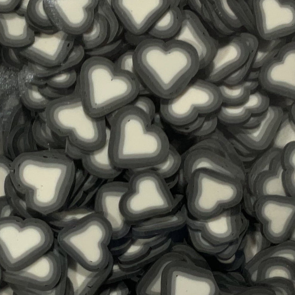 Grey White Hearts - Clay Shapes