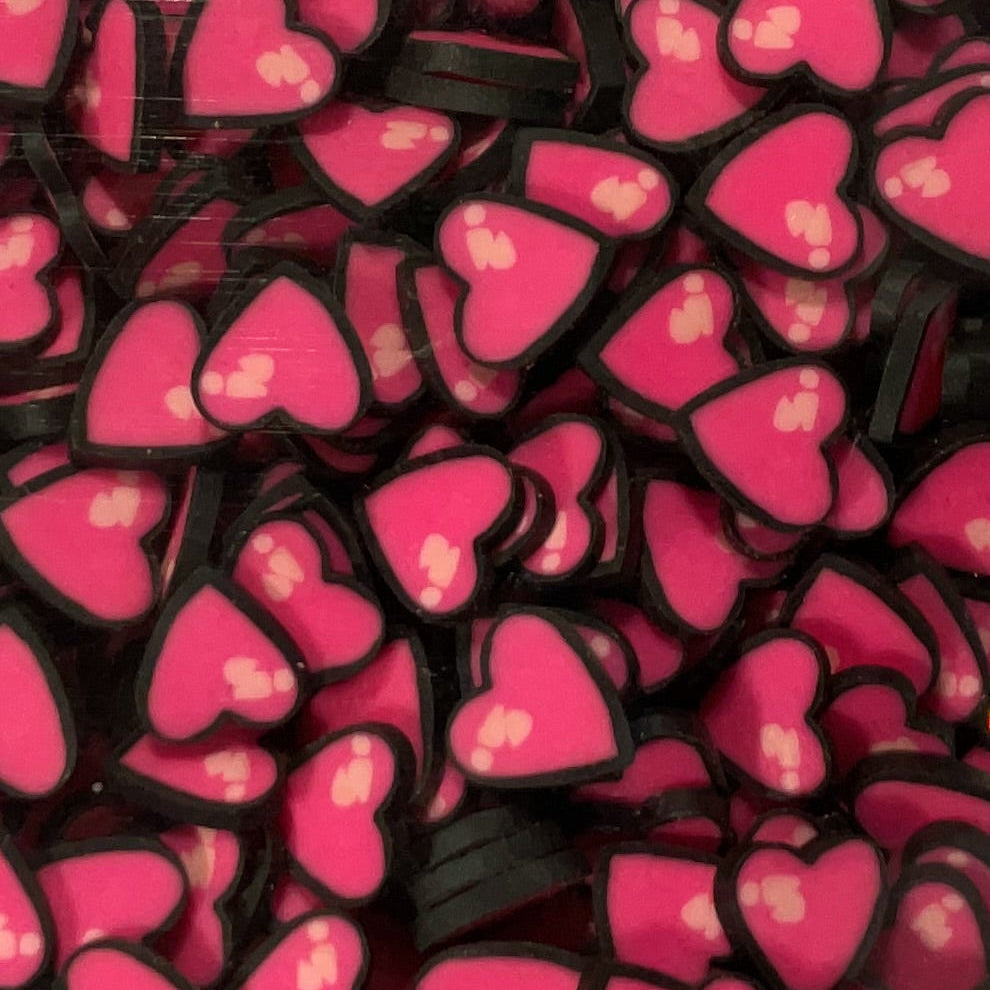 Pink Black Hearts - Clay Shapes