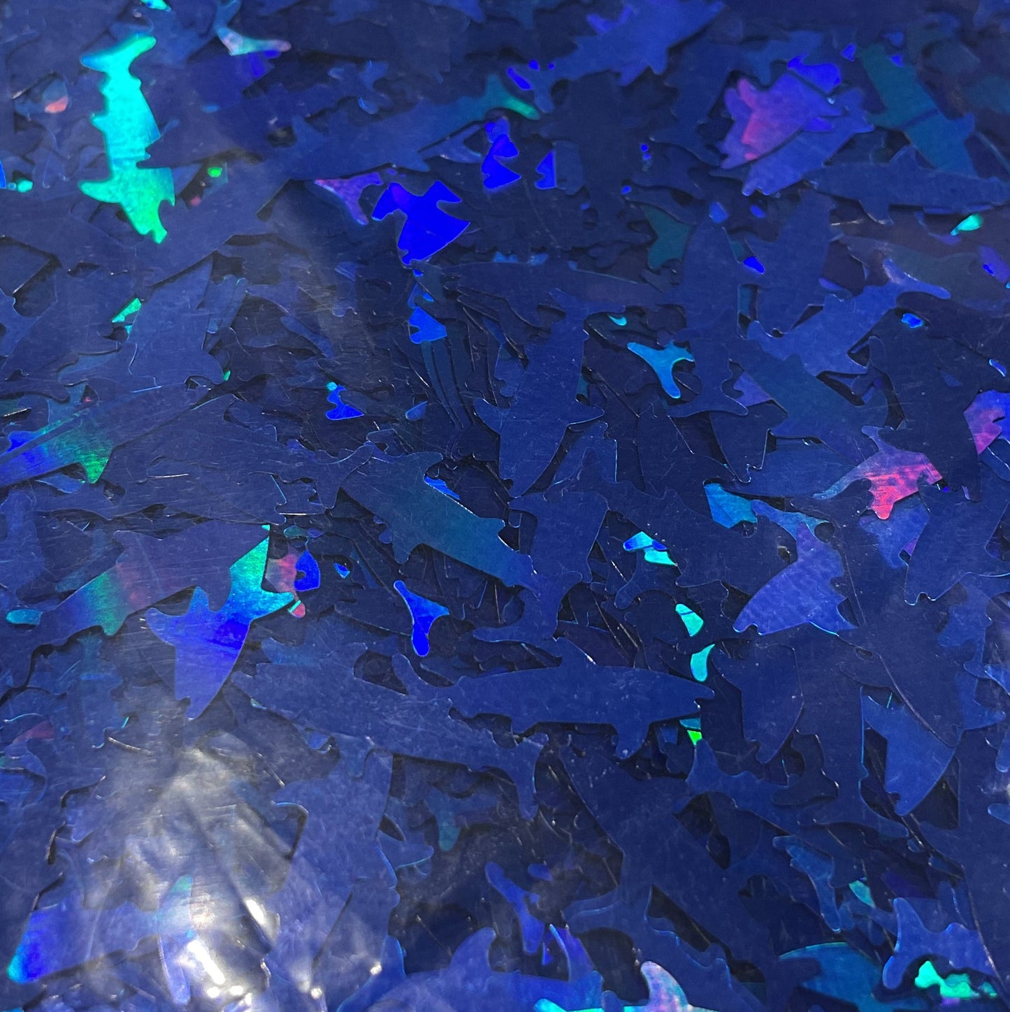 Blue Holographic Sharks - Glitter Shapes