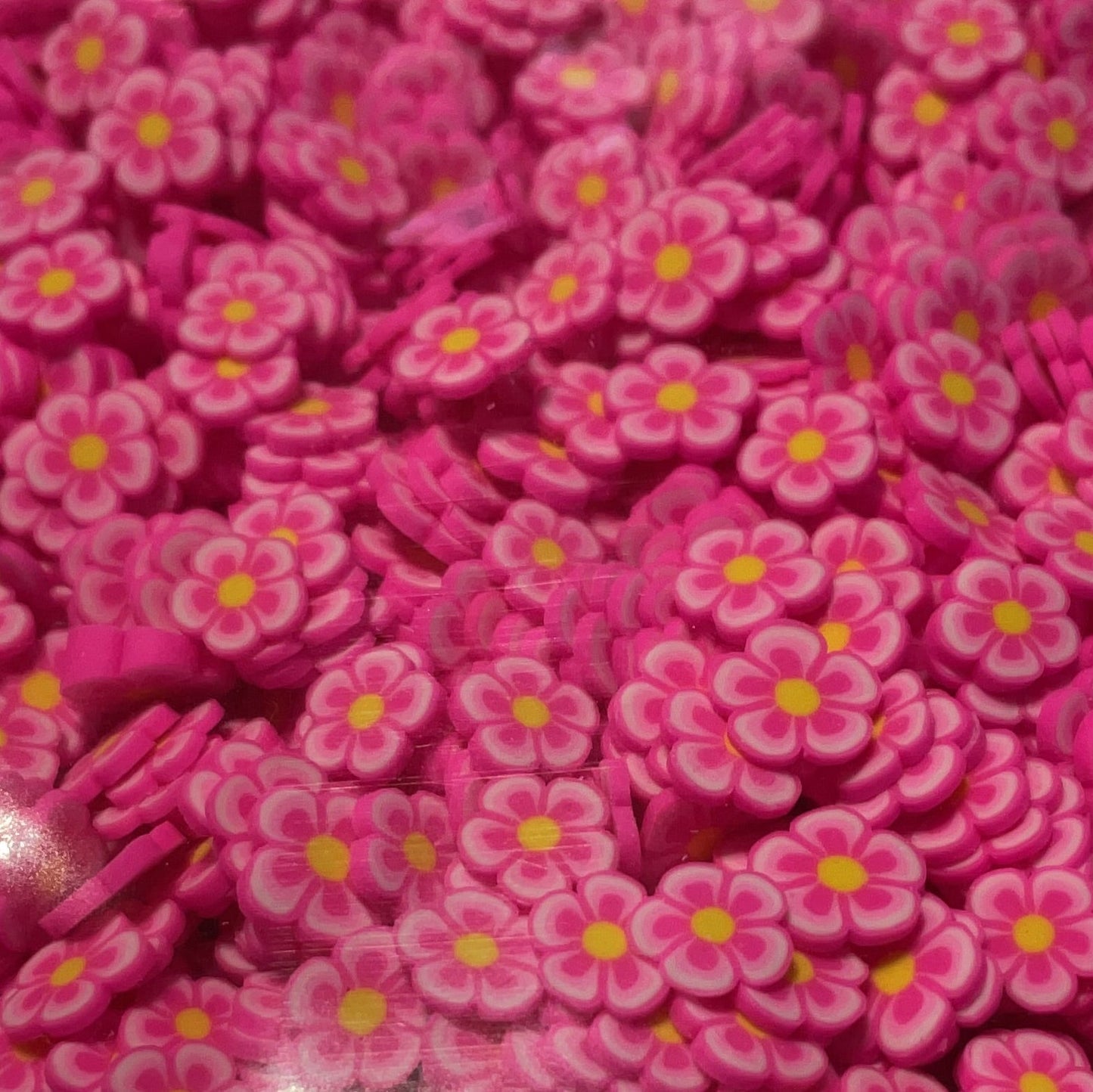 Pink Yellow Flowers - Polymer Clay Shapes