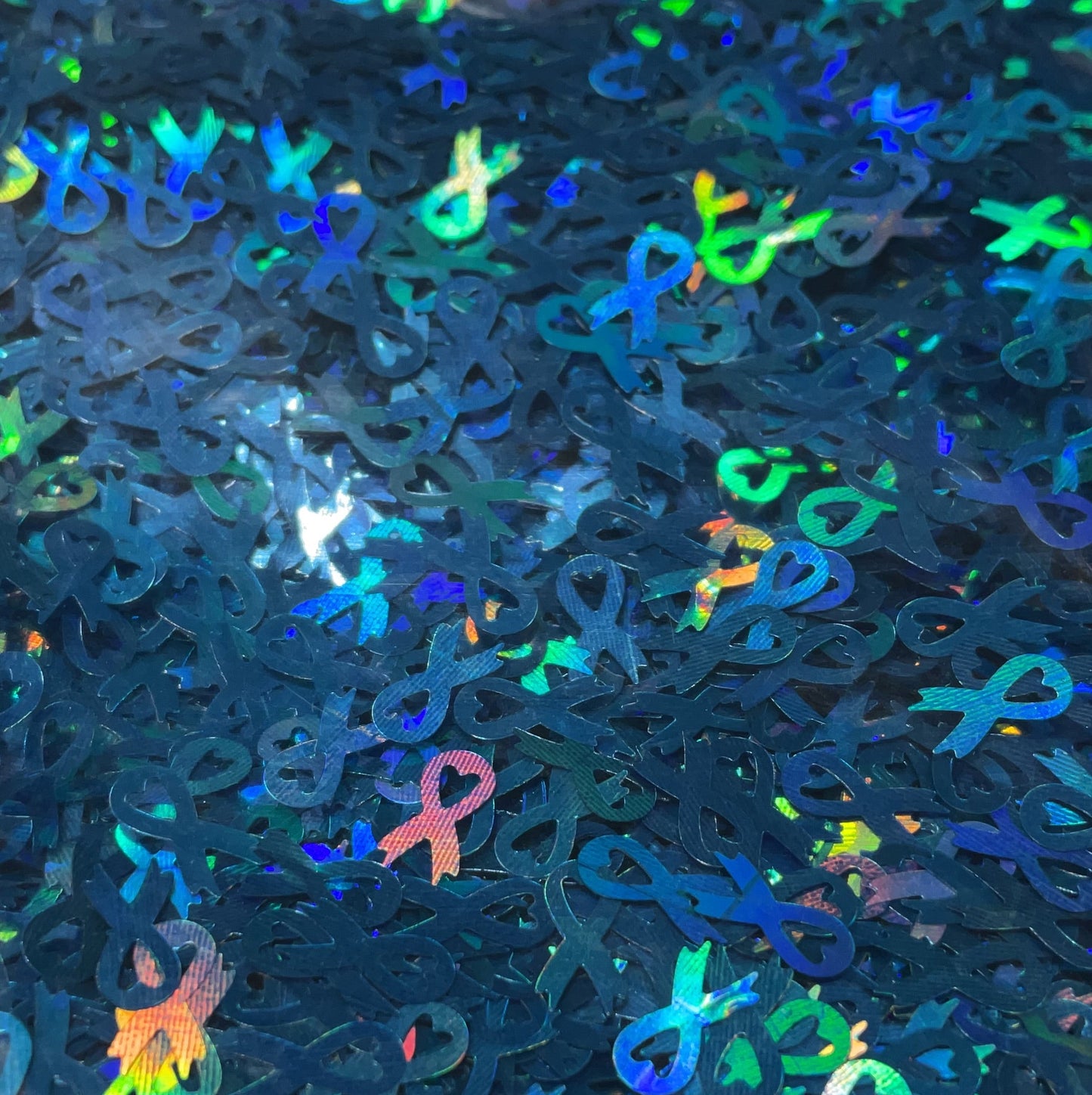 Blue Holographic Support Ribbons - Glitter Shapes