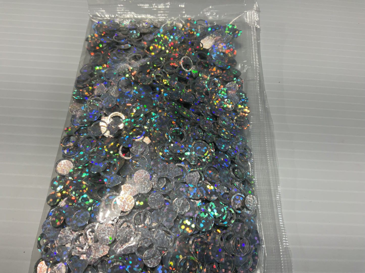 Silver Holographic Engagement Rings - Glitter Shapes