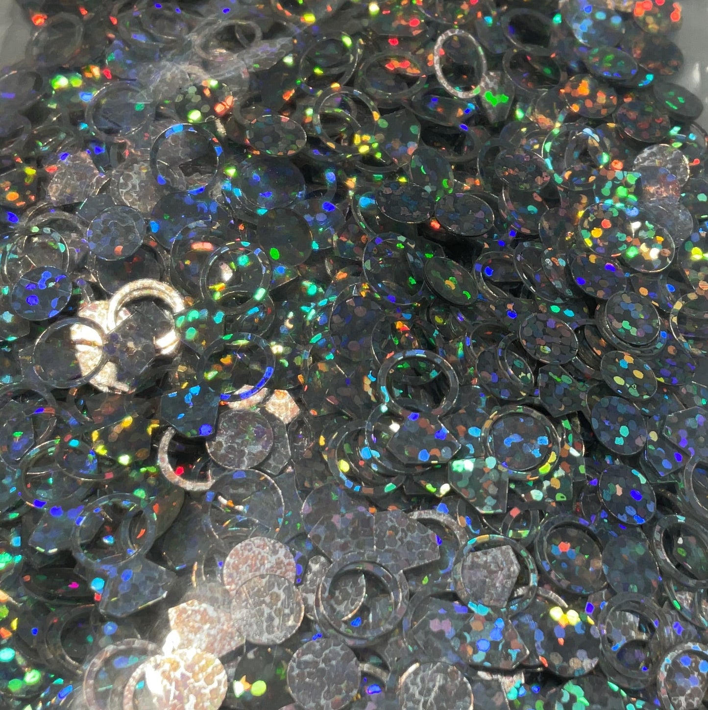Silver Holographic Engagement Rings - Glitter Shapes