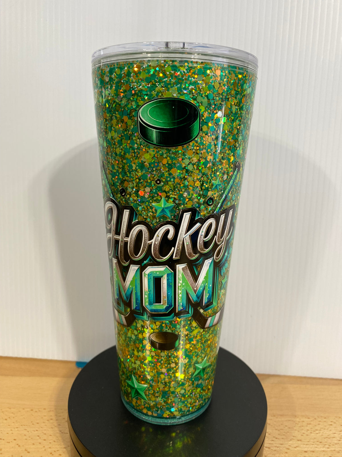 24oz Hockey Mom Suspended Glitter Snow Globe Tumbler