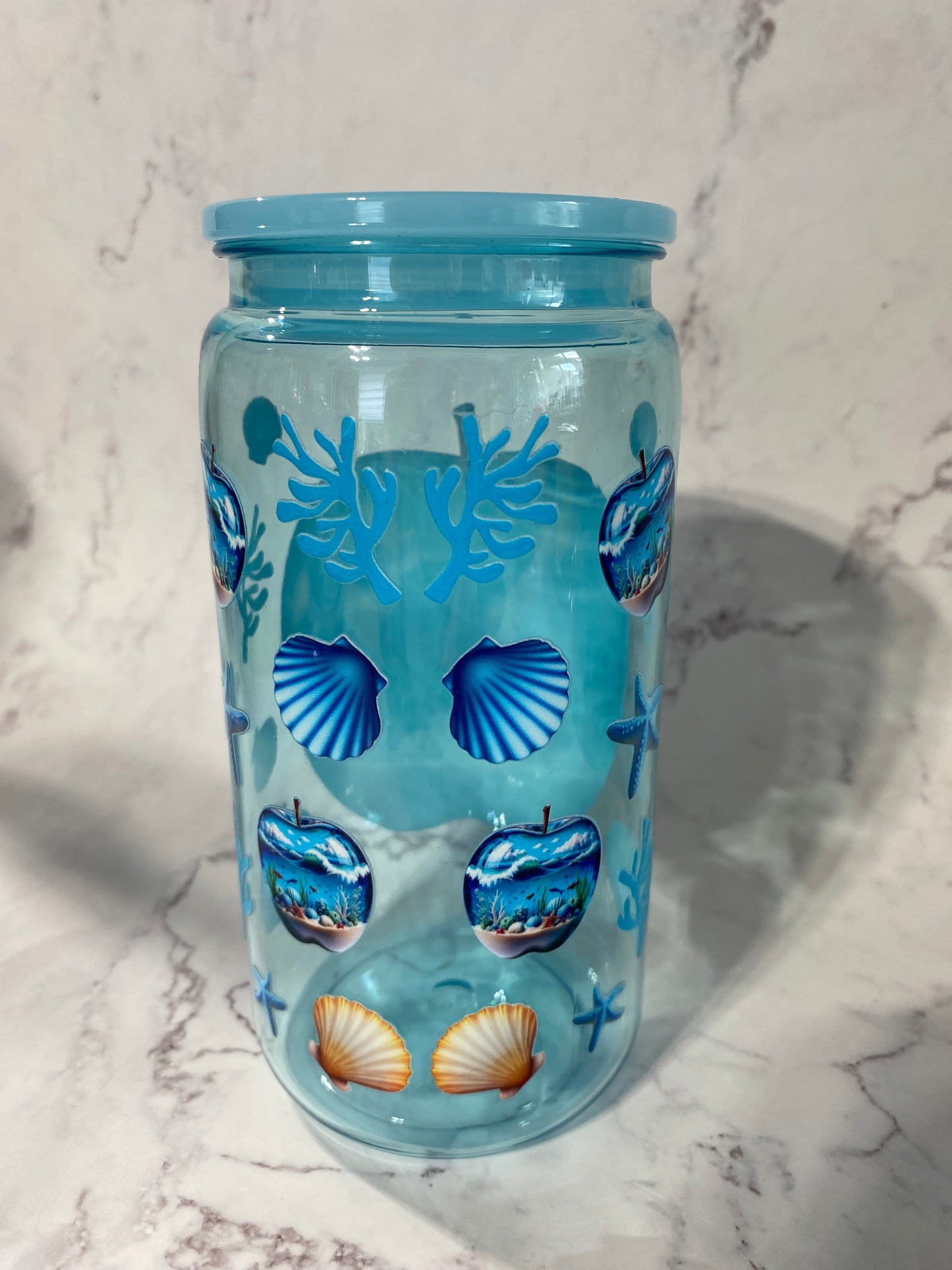 16oz Apple Shape Ocean View Non Snow Globe Tumbler