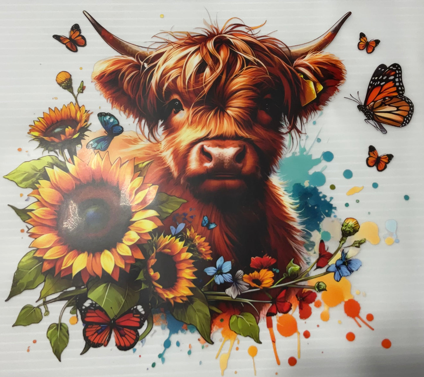 Sunflower Highland Cow