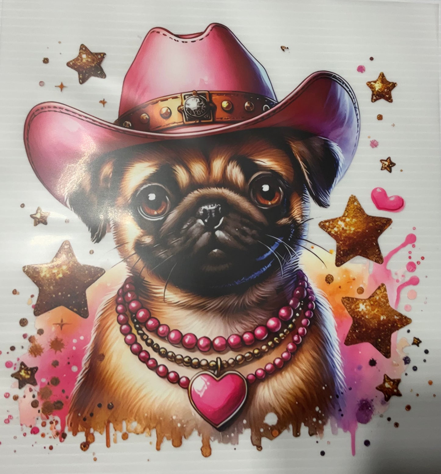 Pug is Pink Cowboy Hat