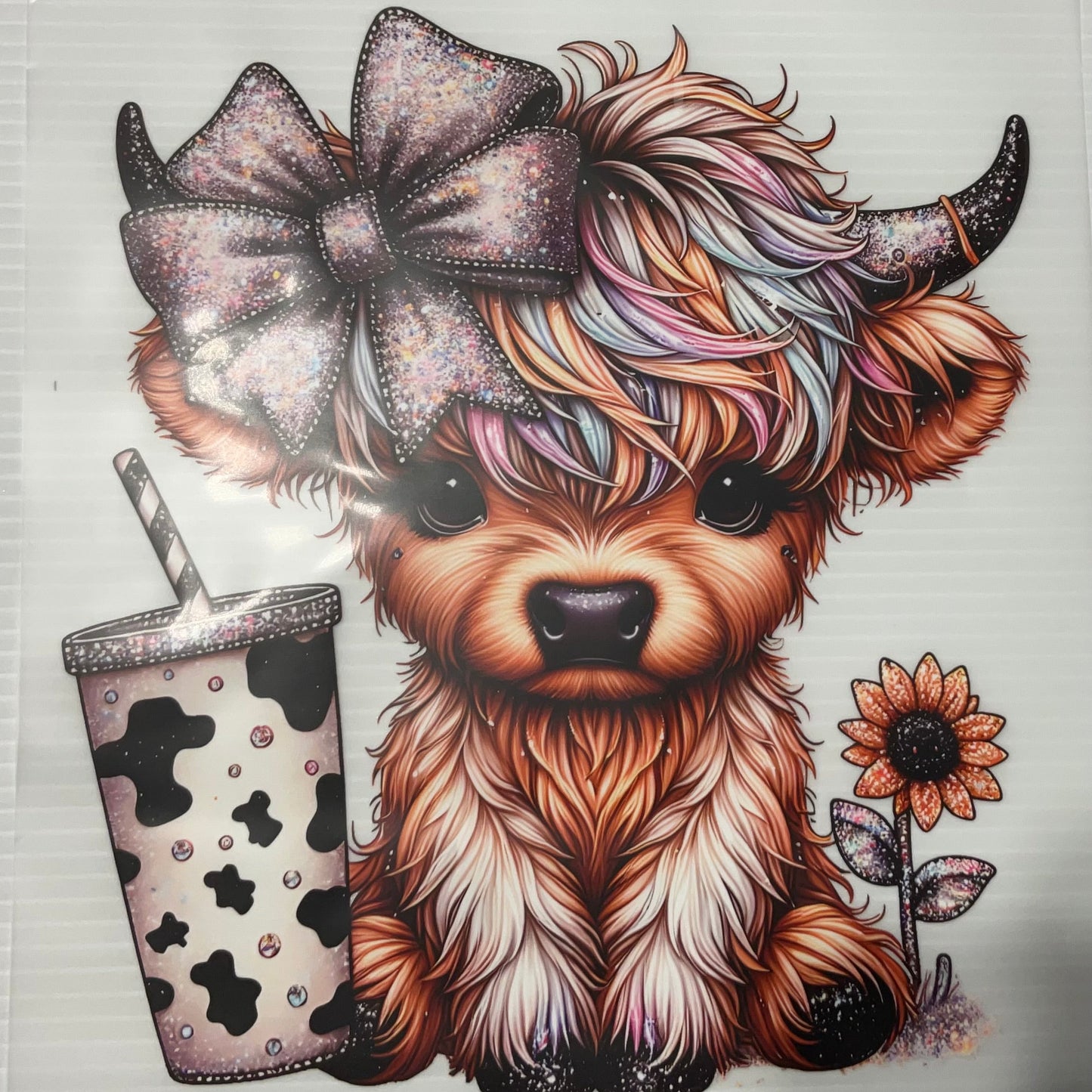 Rainbow Highland Cow Cup - DTF Heat Transfer