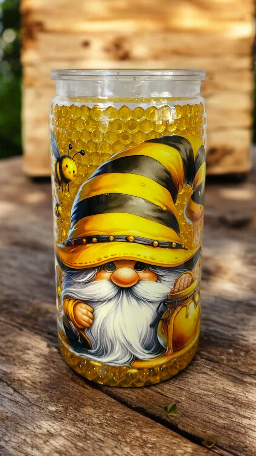 16oz Honey Bee Gnome Snow Globe Tumbler