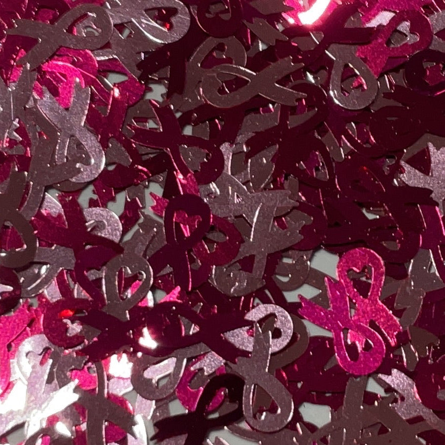 Pink Metallic Cancer Ribbons - Glitter Shapes