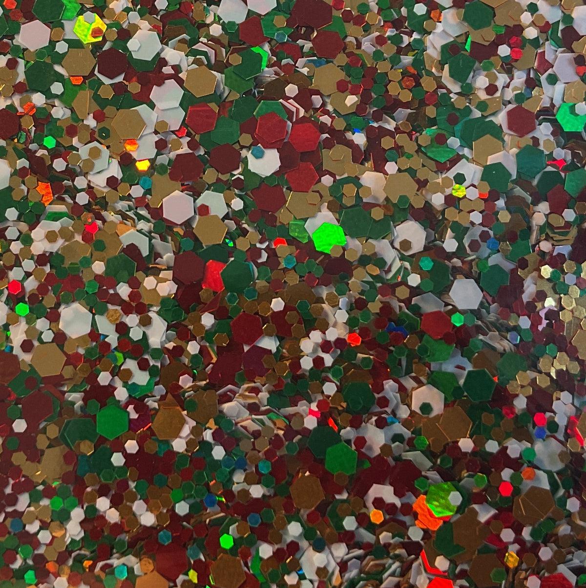 GLITTER Chunky - Green Red White Gold Flat/Mirror Mix - Resealable 50g Bag