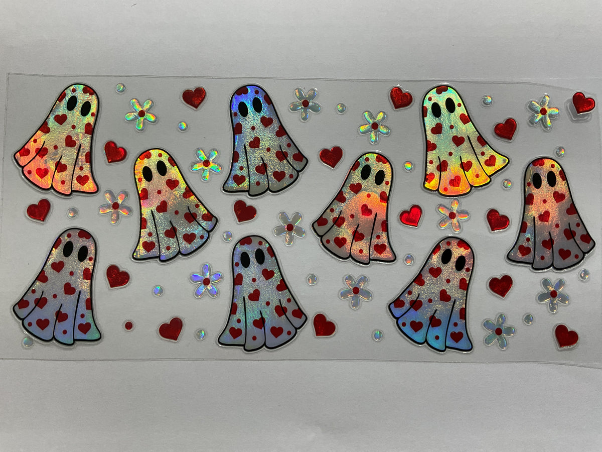 71H - Holographic Heart Ghost - UV DTF