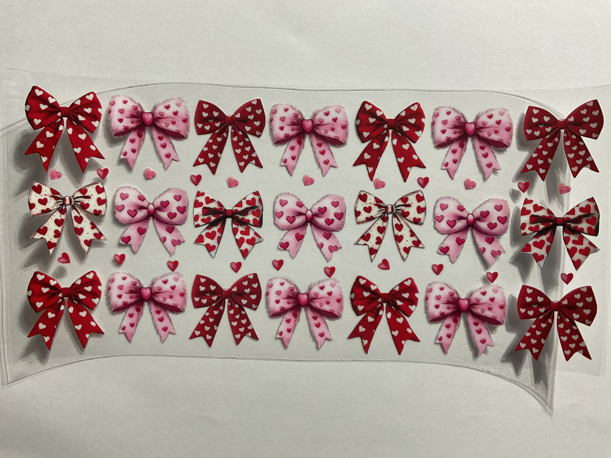 Bows Red Pink Hearts - UV DTF