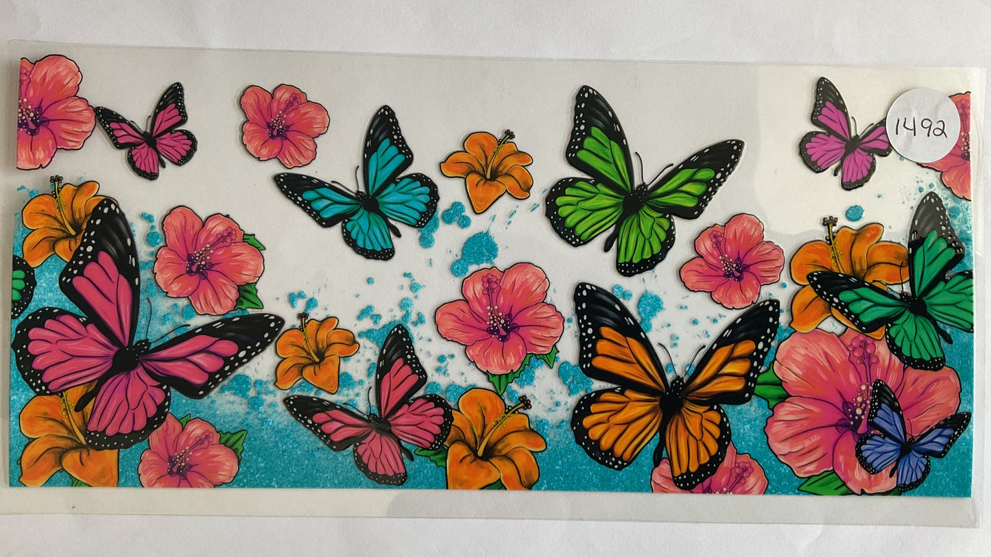 #1492 - Butterflies & Flowers - UV DTF