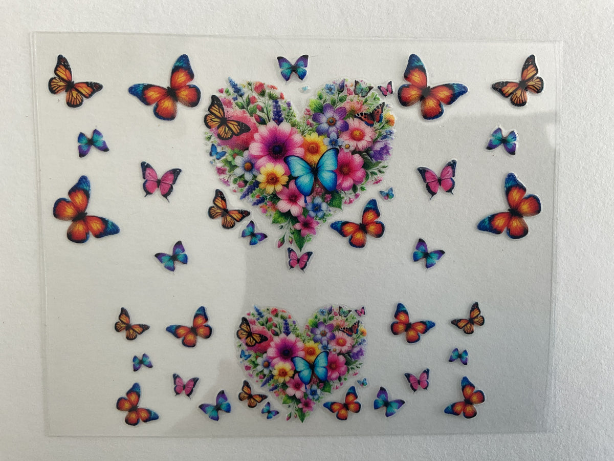 Butterflies Flower Heart - Tumbler Keychain Wrap