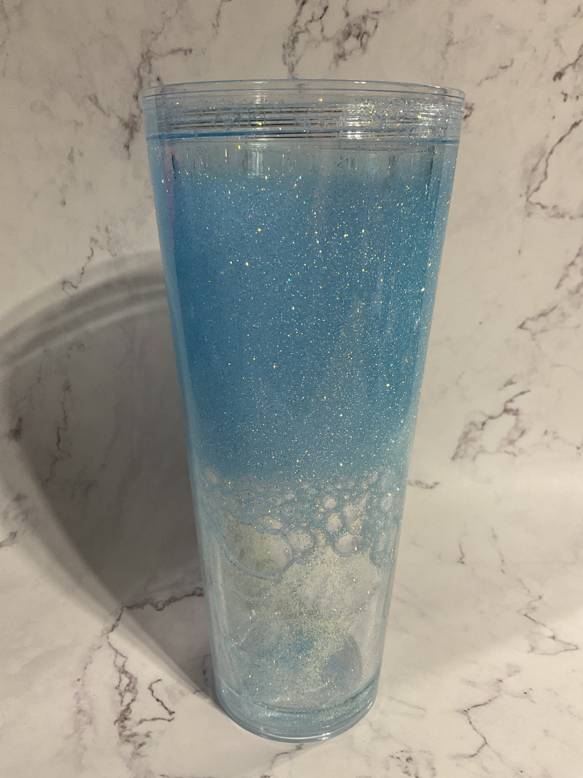 24oz Blue Glitter Fast Flow Lava Snow Globe Tumbler