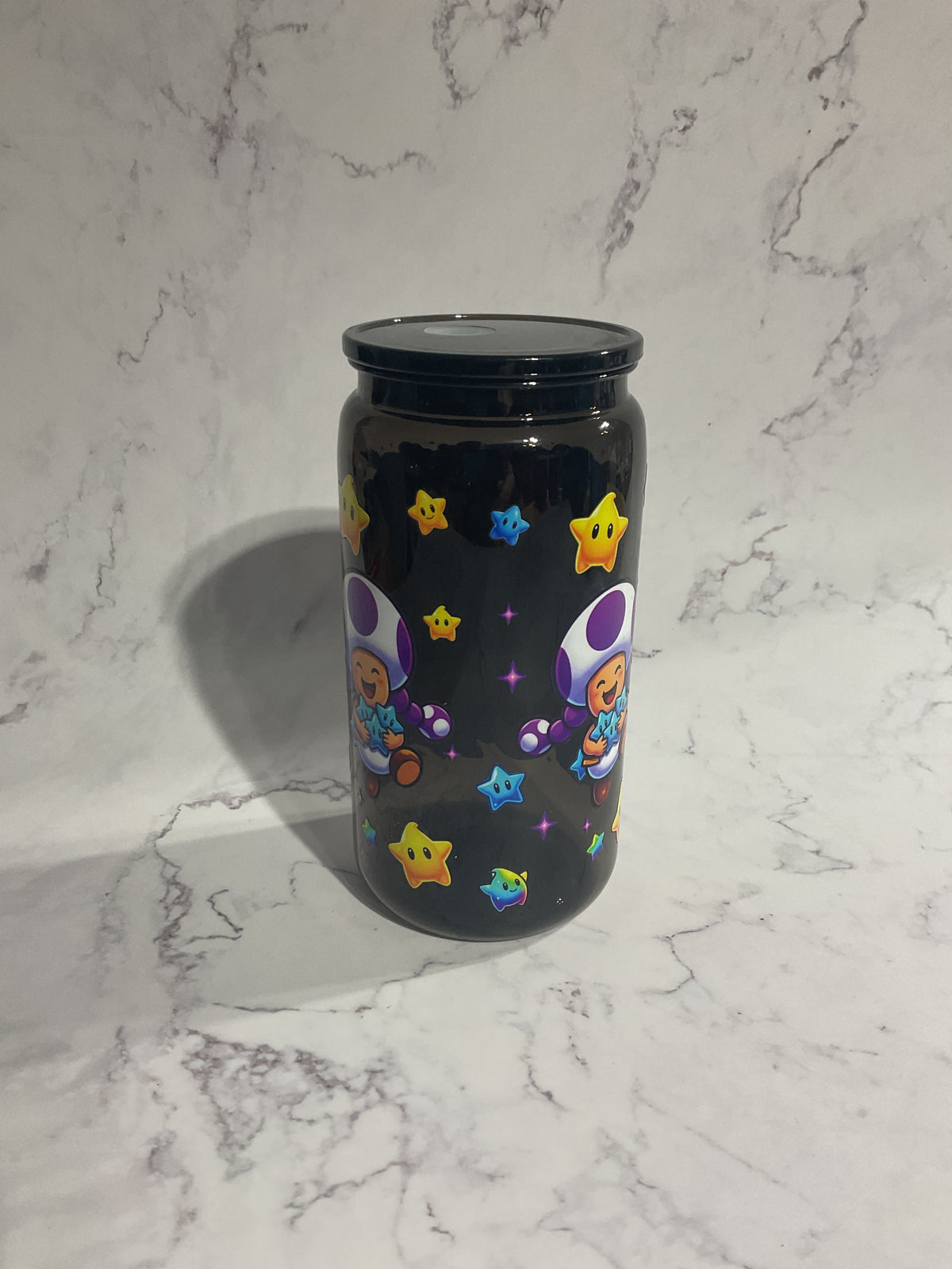 16oz Black Mario Game - Premade NON-Snow Globe Tumbler