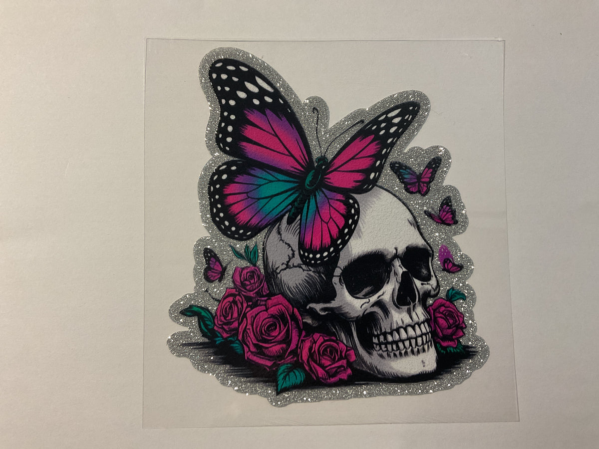 Glitter Butterfly Skull - UV DTF