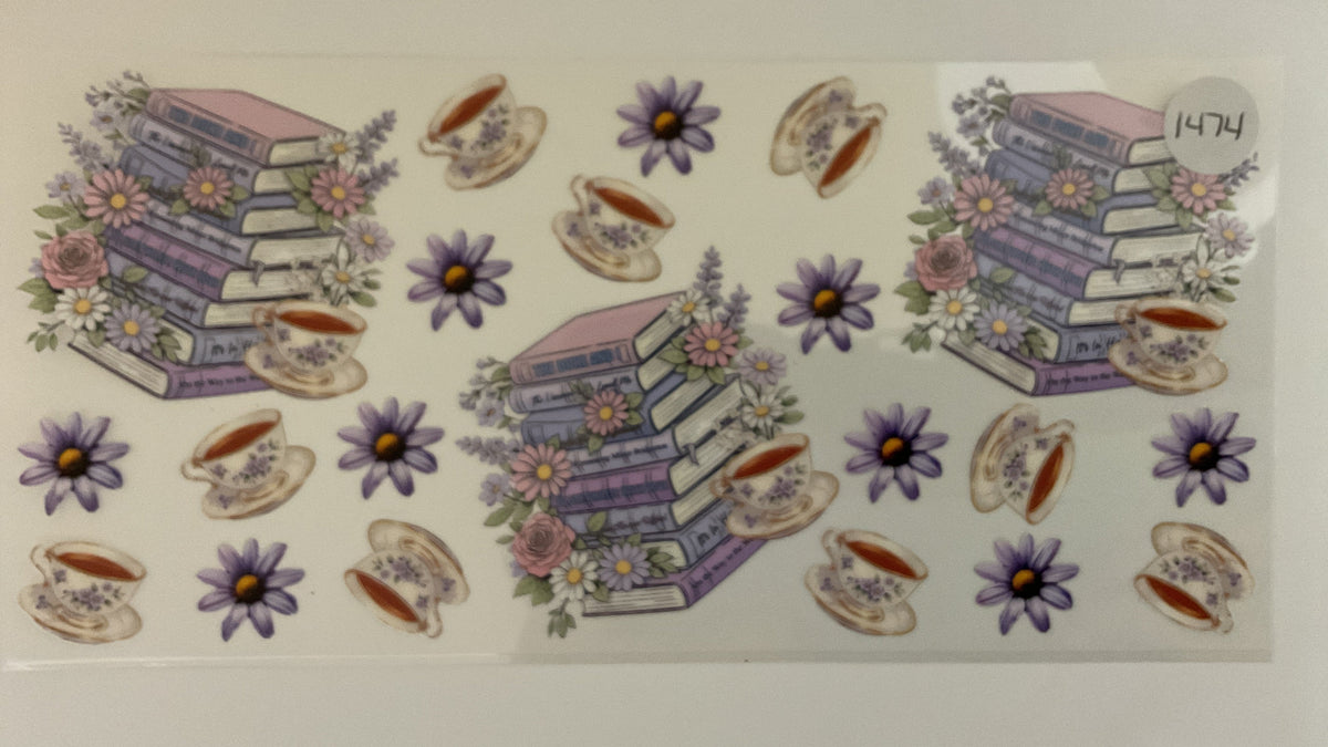 #1474 - Teacups & Books - UV DTF