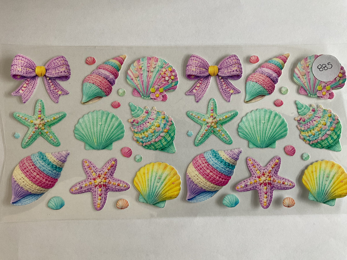 #885 - Summer Crochet Beach Elements - UV DTF