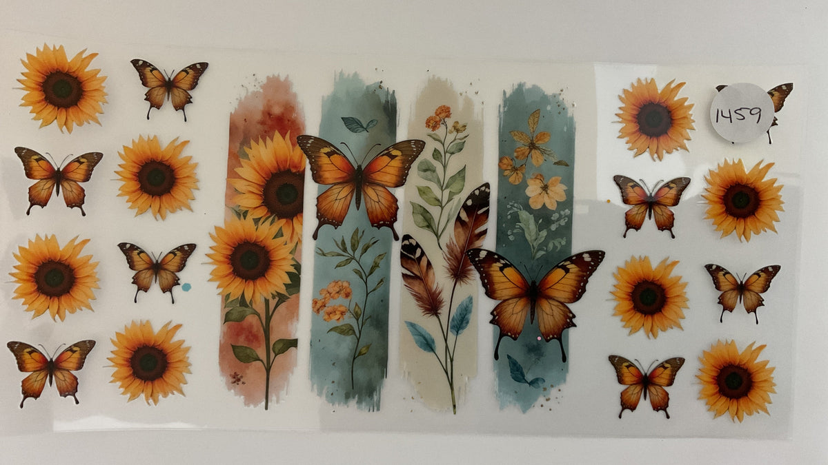 #1459 - Sunflower Butterflies - UV DTF