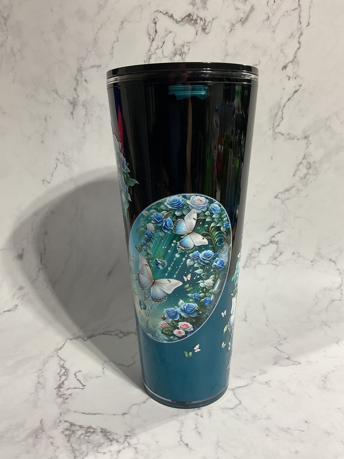 24oz Dual Black Teal Lava Snow Globe Tumbler