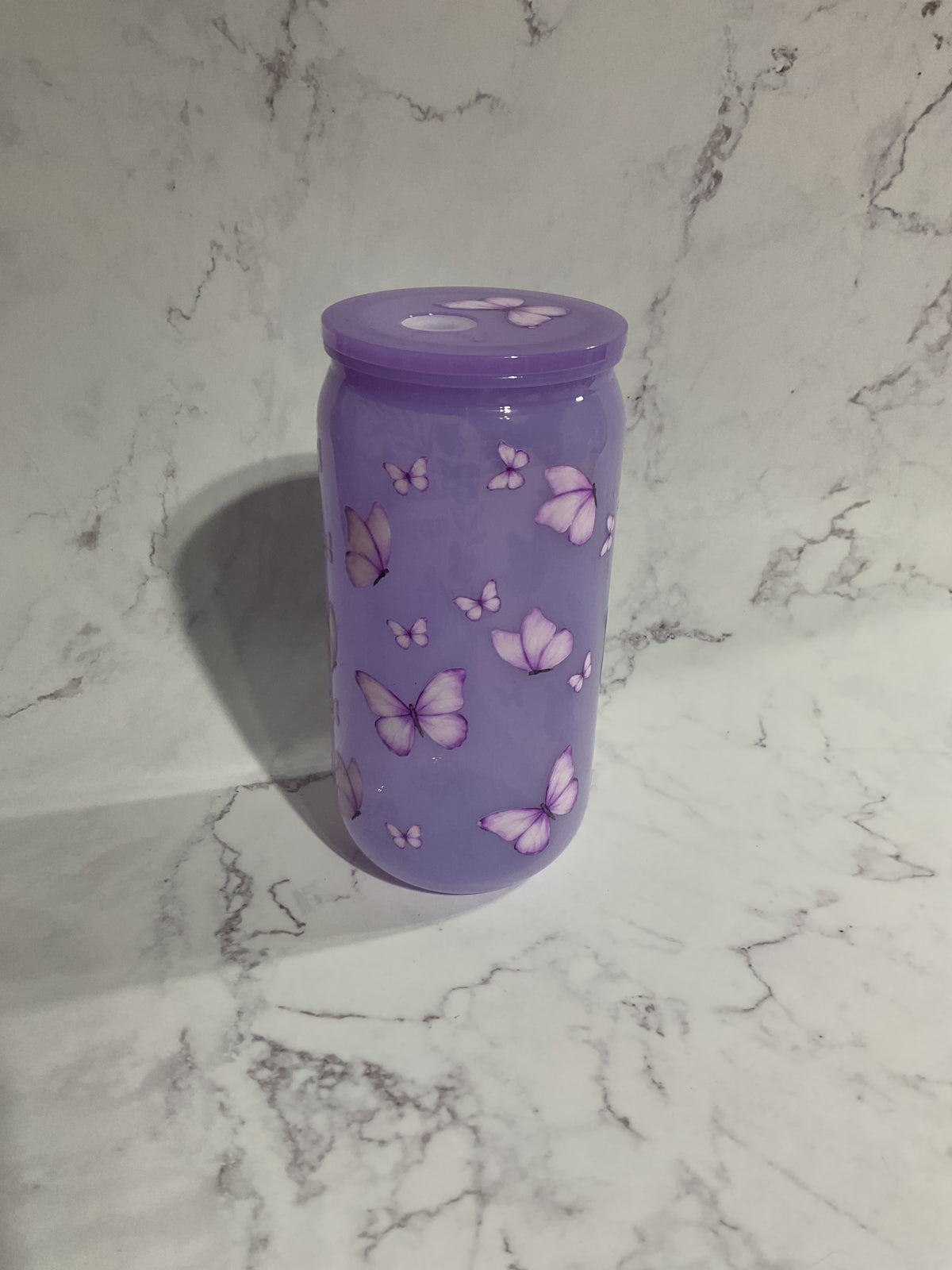 16oz Butterflies Appear When Angels Are Near - Purple Premade NON-Snow Globe Tumbler