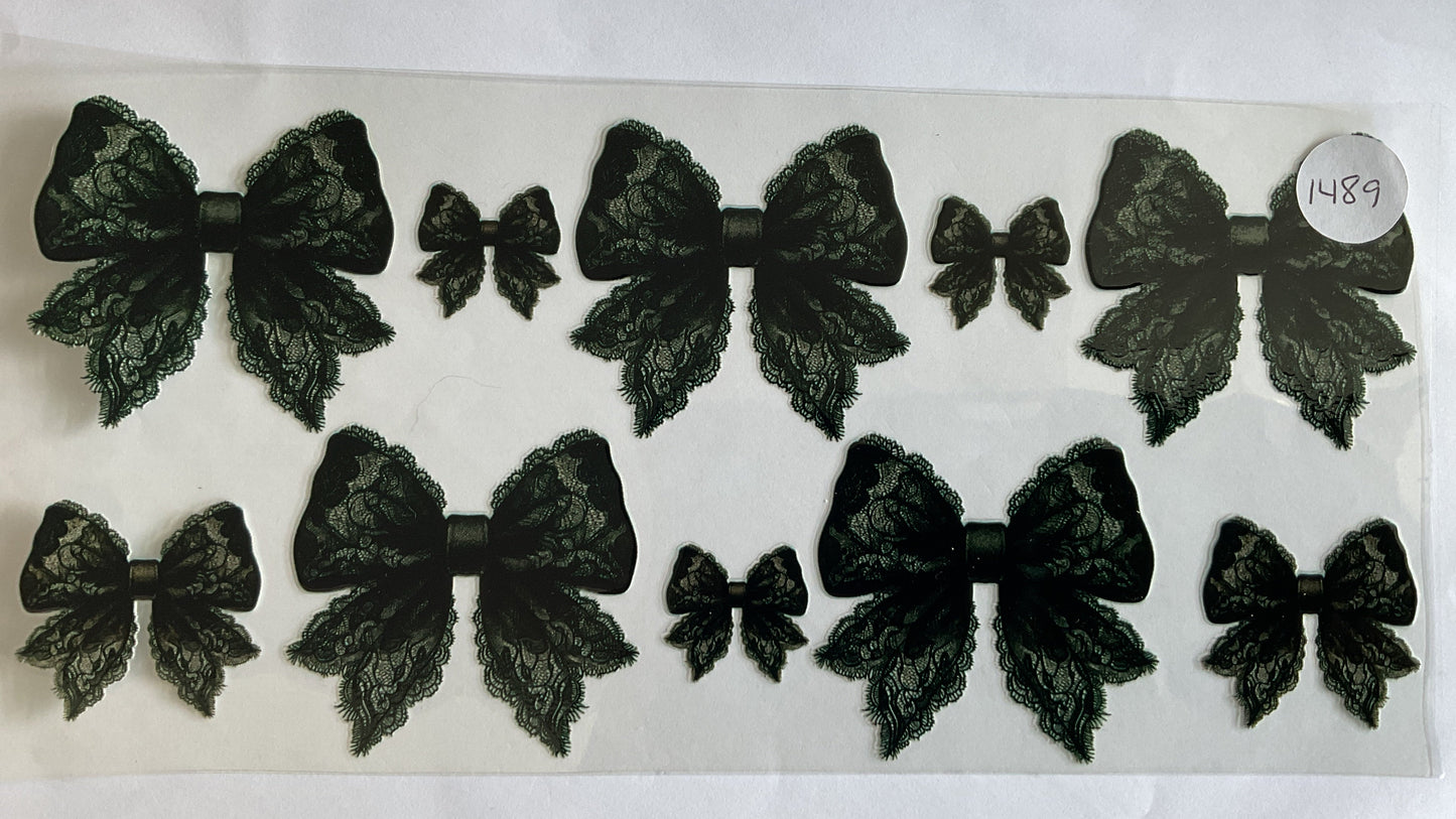 #1489 - Black Lace Bows - UV DTF