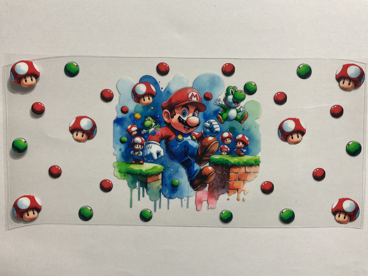 Game Mario Mushroom Yoshi - UV DTF Tumbler Wrap
